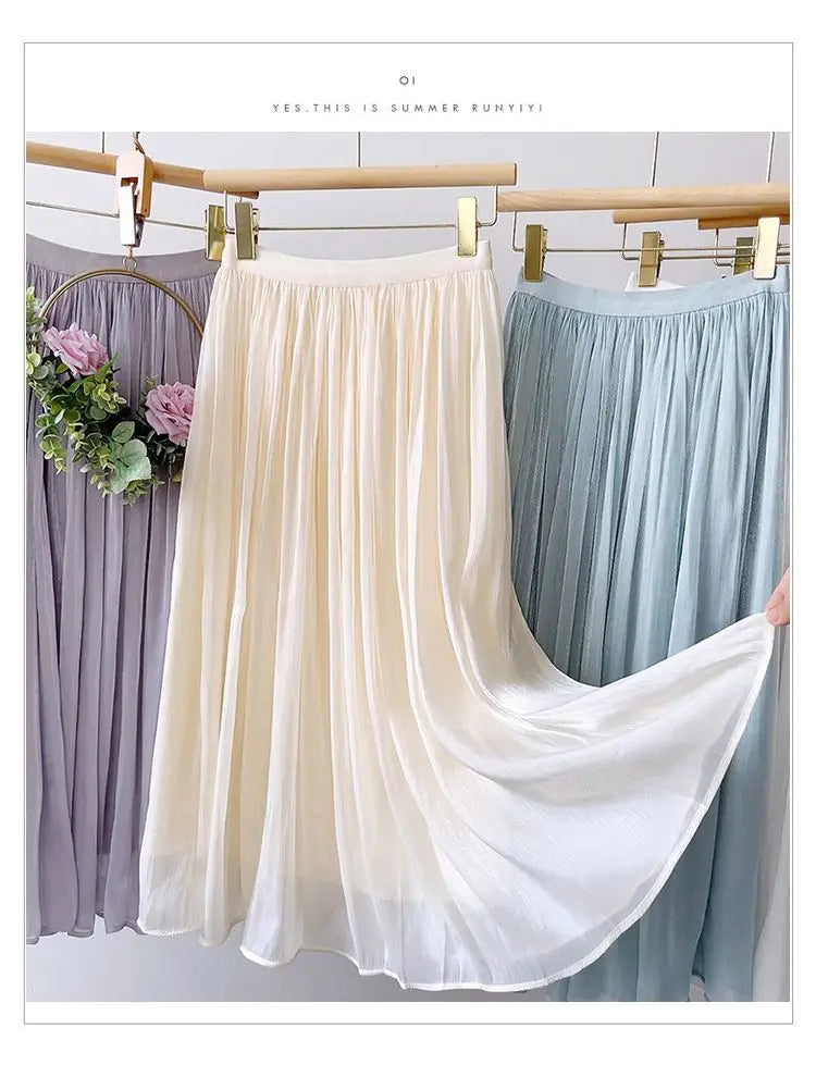 A-Line Skirt with Layered Mesh Ruffles