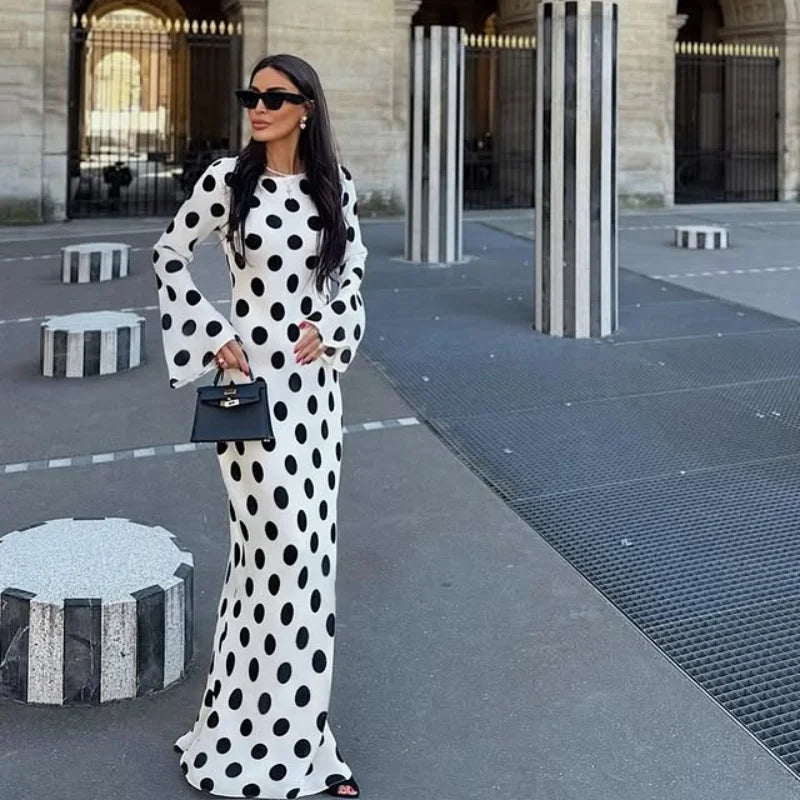 Polka Dot Slim Fit Maxi Dress