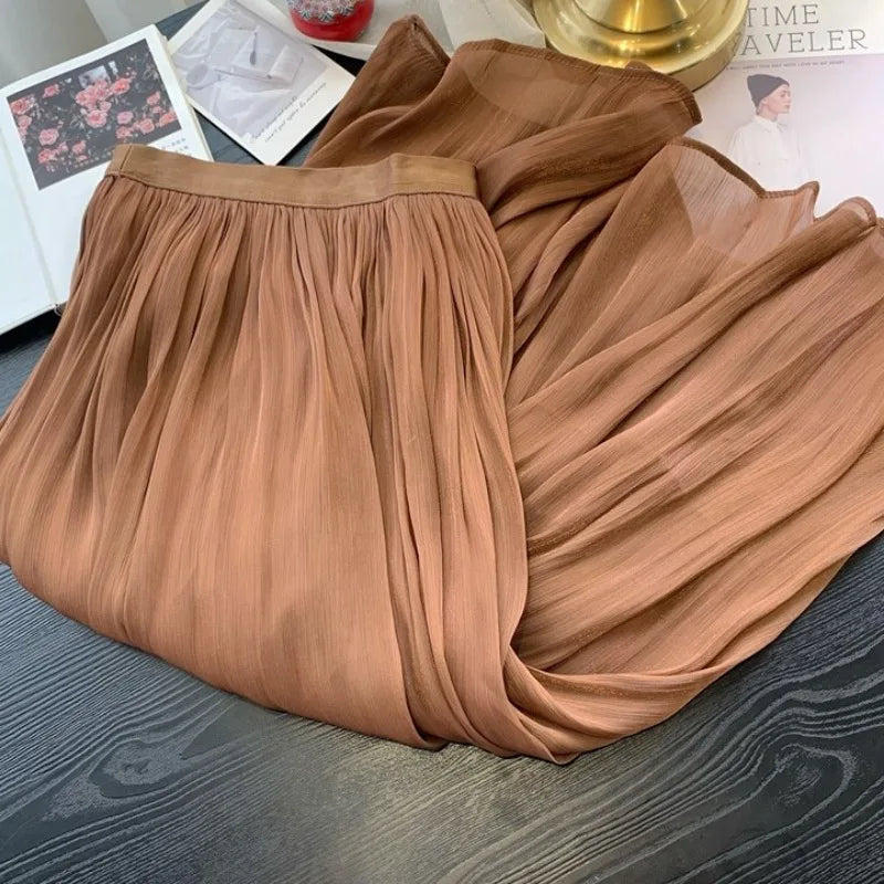 A-Line Skirt with Layered Mesh Ruffles