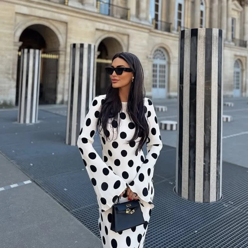Polka Dot Slim Fit Maxi Dress