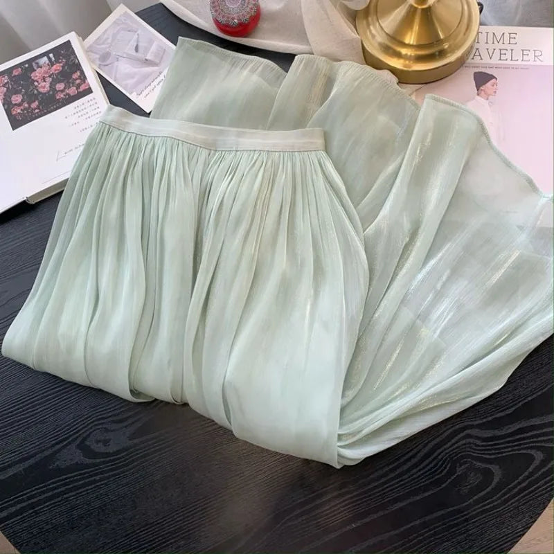 A-Line Skirt with Layered Mesh Ruffles
