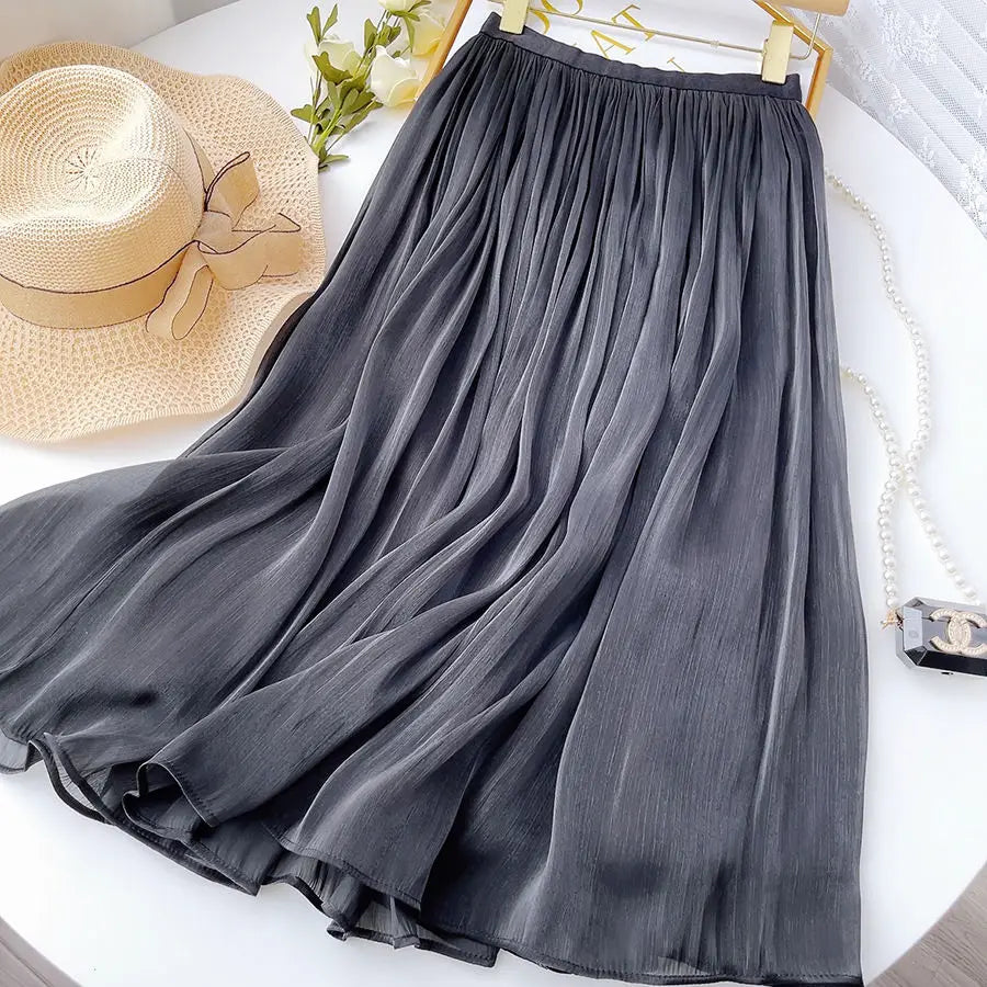 A-Line Skirt with Layered Mesh Ruffles