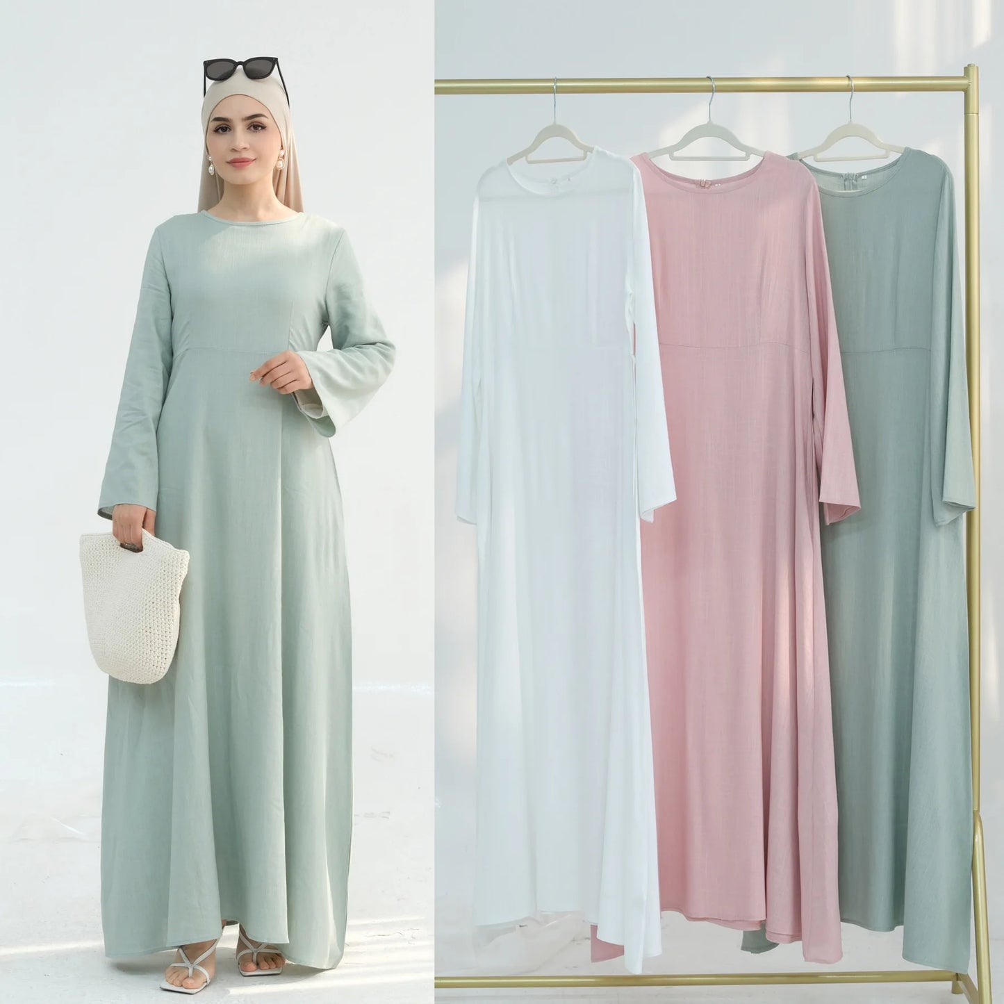 Abaya Modest Maxi Dress – Solid Color Robe