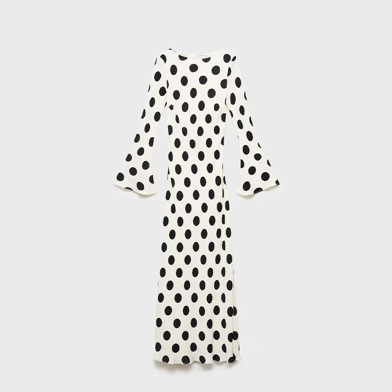 Polka Dot Slim Fit Maxi Dress