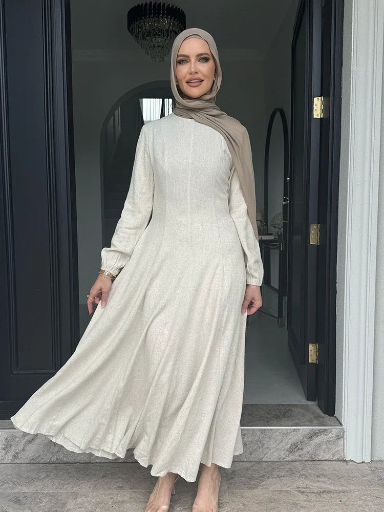 Slim Long Dress – Solid Color Casual Abaya