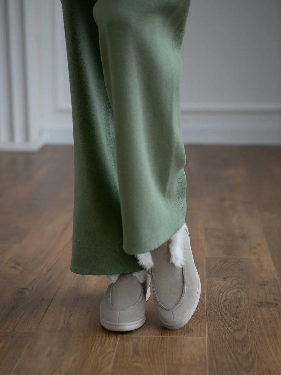 Knitted 2-Piece Suit – Half Turtleneck Sweater & Wide Leg Pants Set