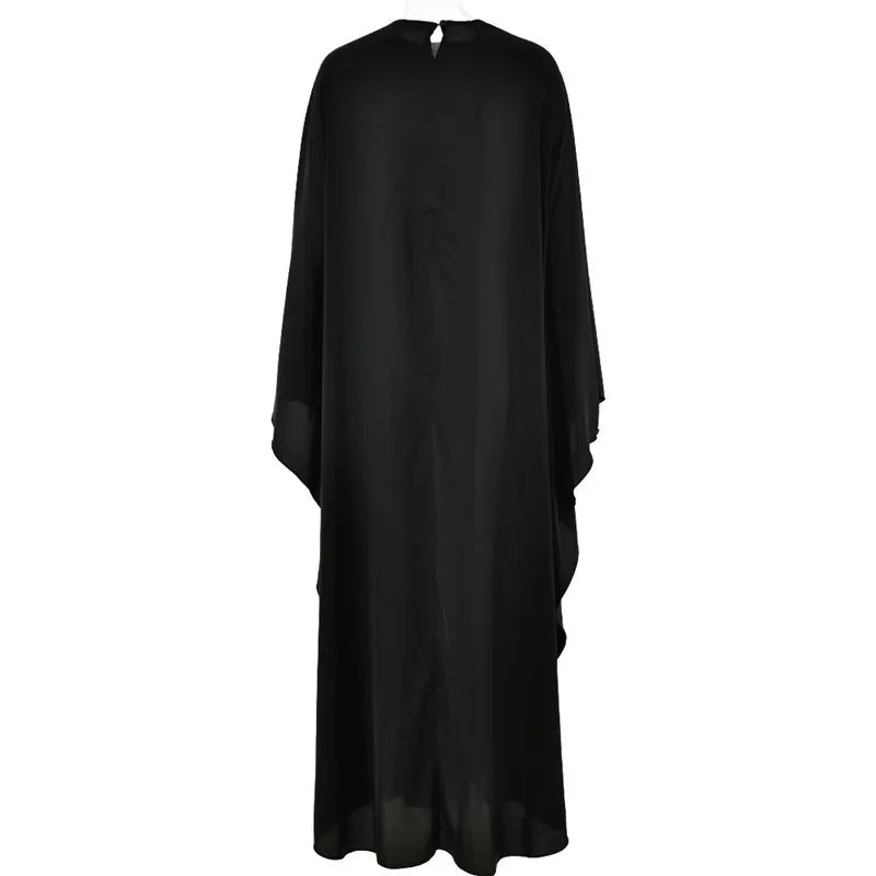 Elegant Satin Long Sleeve Maxi Dress for Women – Slim Round Neck
