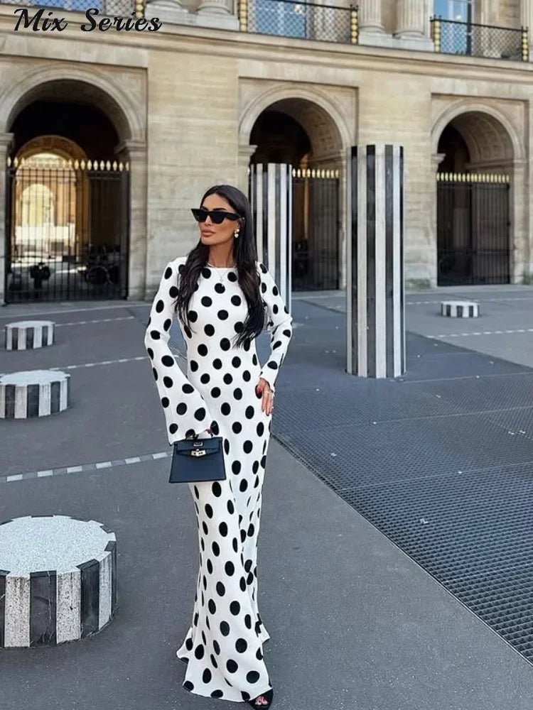 Polka Dot Slim Fit Maxi Dress