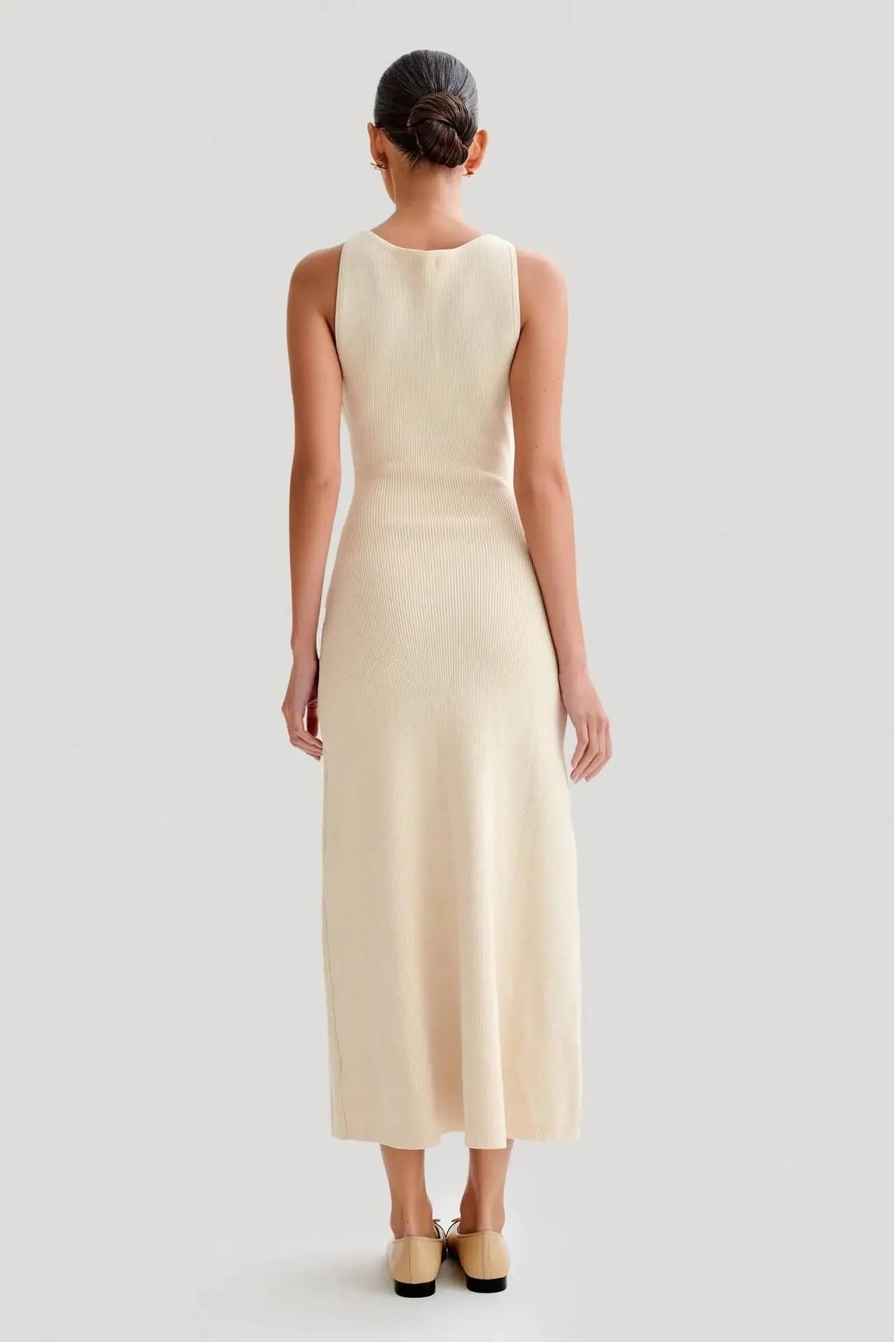 Knitted Single Breasted Long Dress - Sleeveless Bodycon Party Dress