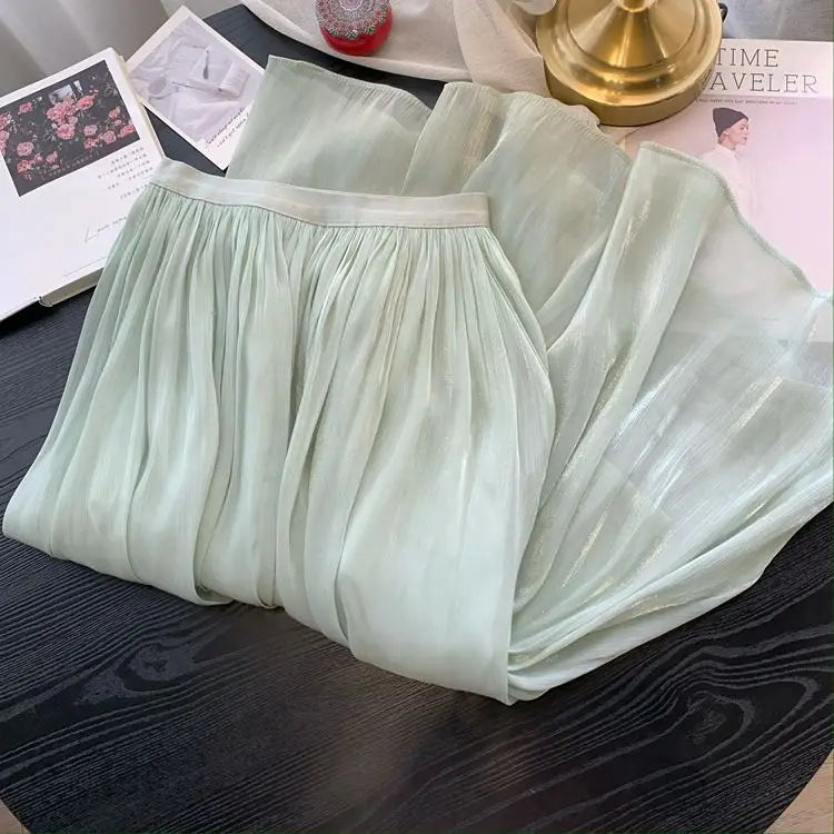 A-Line Skirt with Layered Mesh Ruffles
