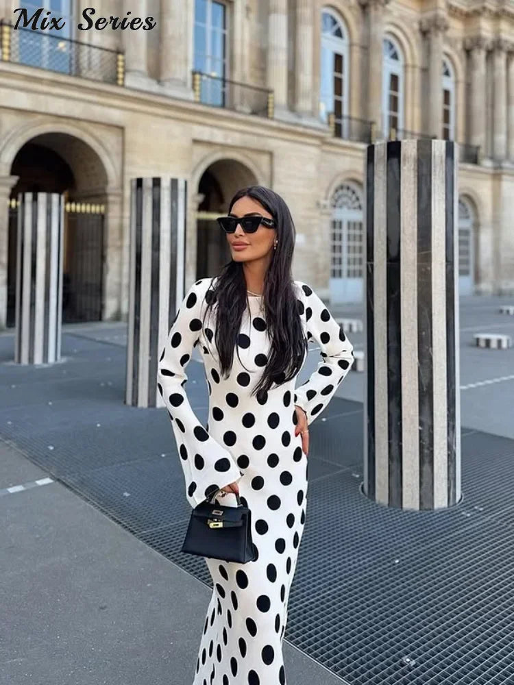 Polka Dot Slim Fit Maxi Dress