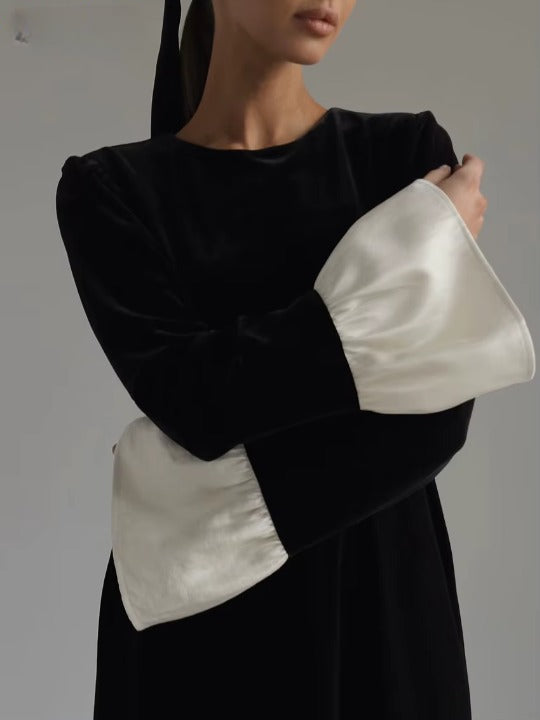 Loose Black Velvet Dress – Long Sleeve Ankle-Length