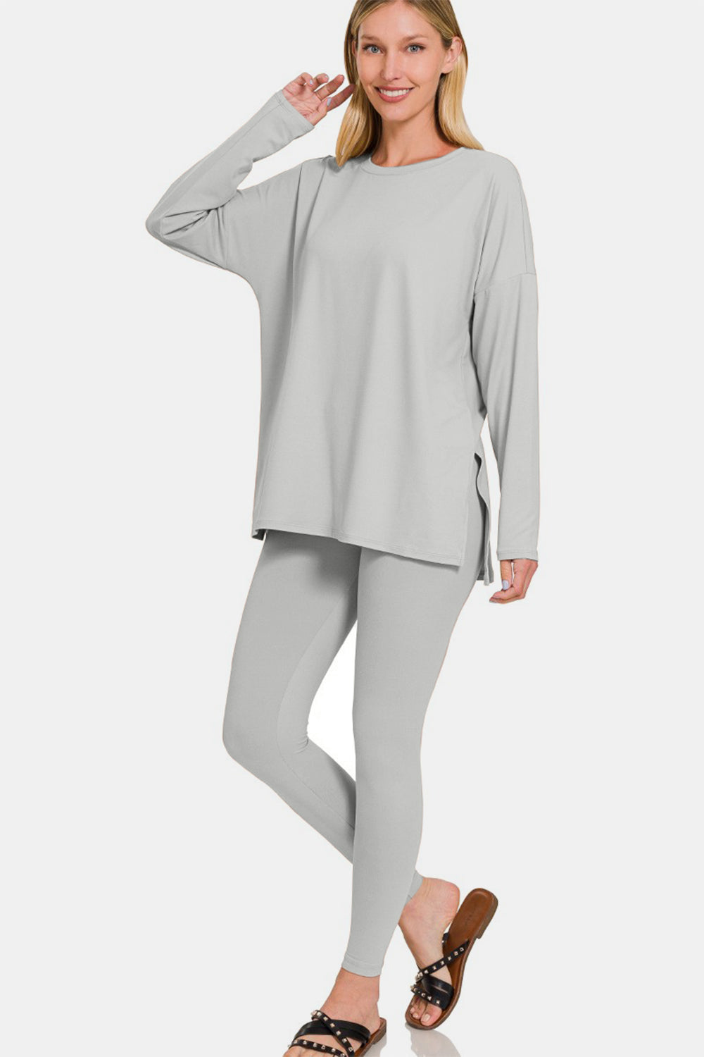 Full Size Top and Leggings Lounge Set