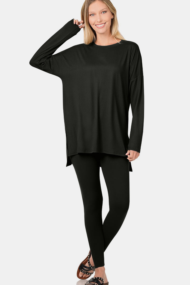 Zenana Full Size Top and Leggings Lounge Set