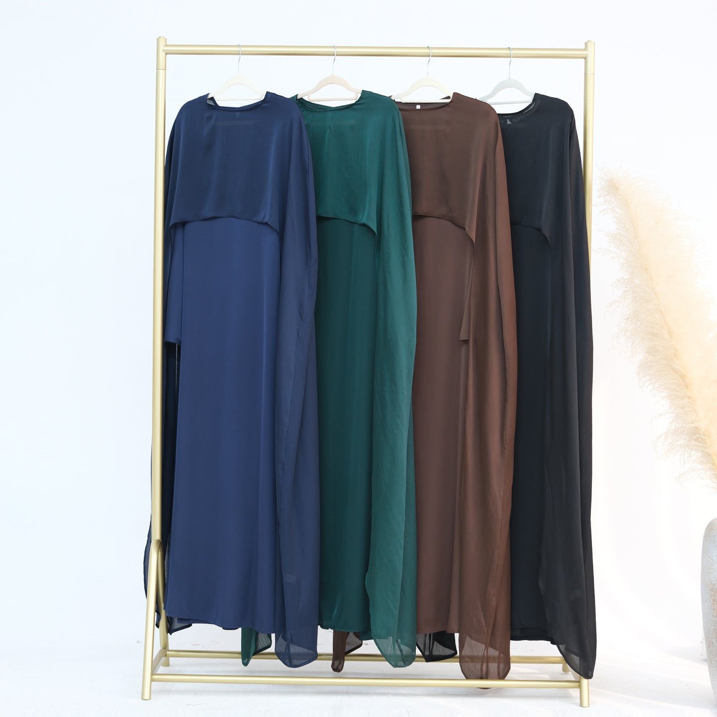 2-Piece Long Robe Abaya Set with Cape