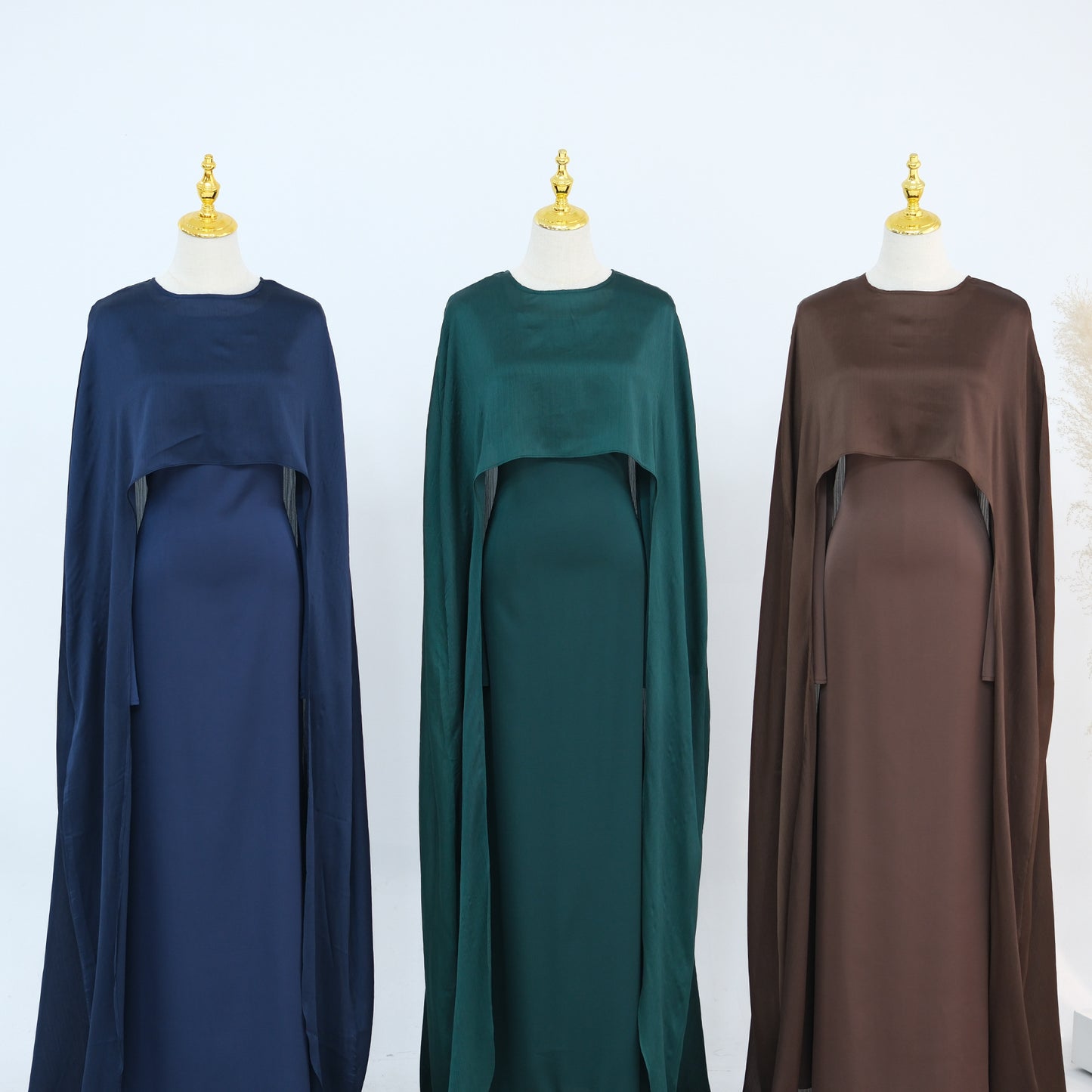 2-Piece Long Robe Abaya Set with Cape