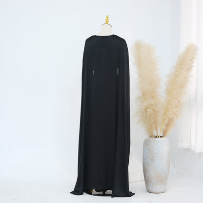 2-Piece Long Robe Abaya Set with Cape