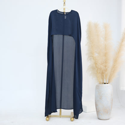 2-Piece Long Robe Abaya Set with Cape