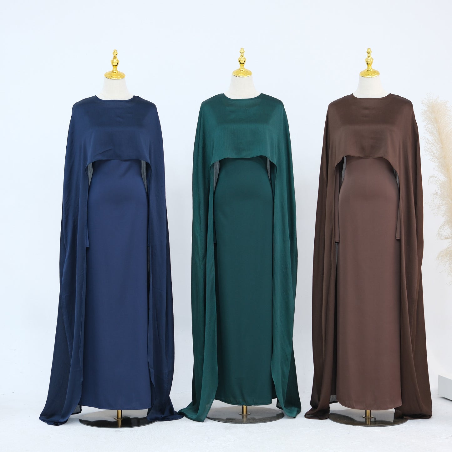 2-Piece Long Robe Abaya Set with Cape