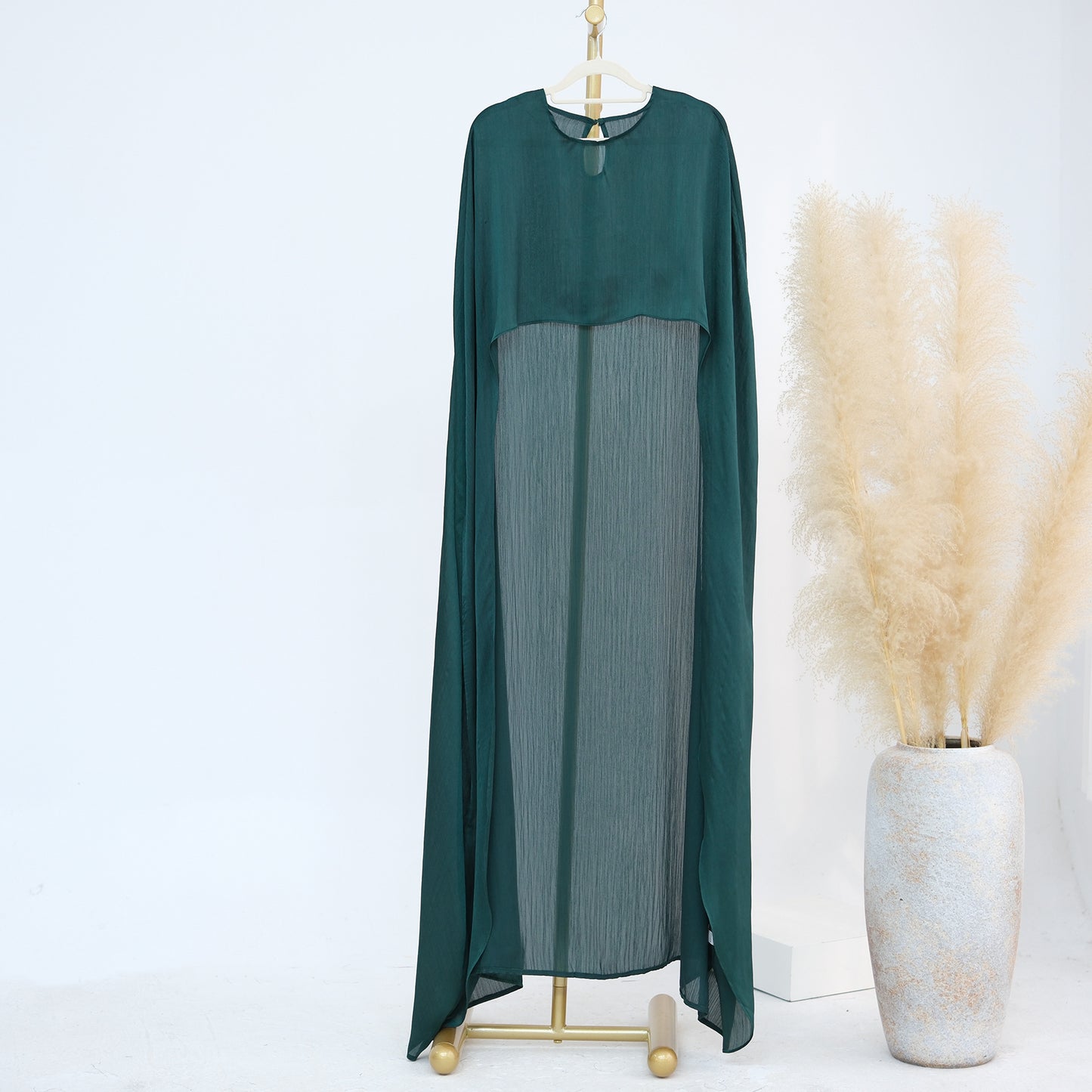 2-Piece Long Robe Abaya Set with Cape