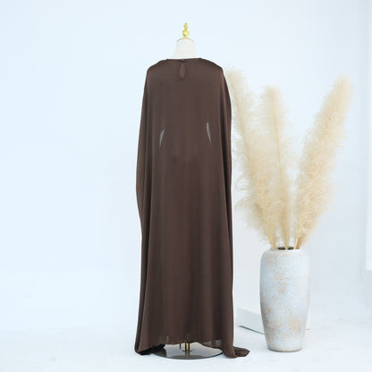 2-Piece Long Robe Abaya Set with Cape