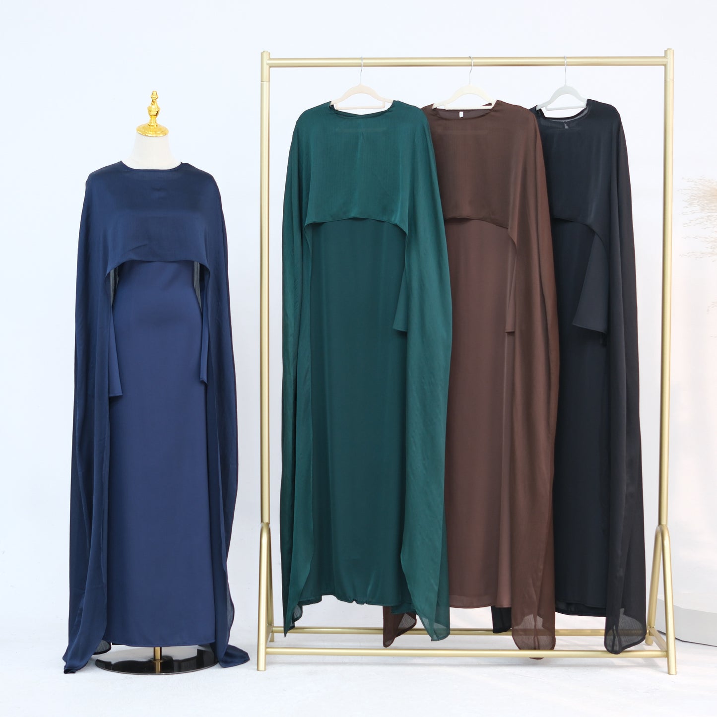 2-Piece Long Robe Abaya Set with Cape