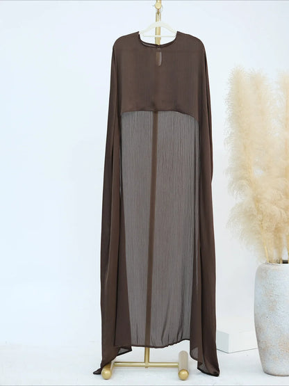 2-Piece Long Robe Abaya Set with Cape