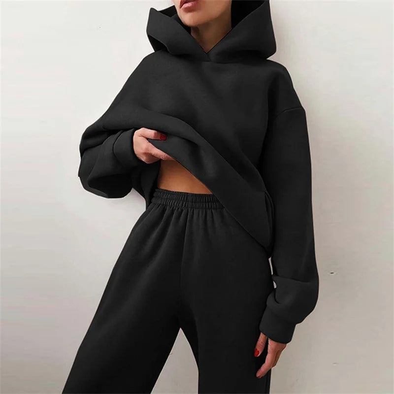 Women’s Tracksuit Suit – Warm Hoodie Sweatshirts &amp; Long Pant Sets