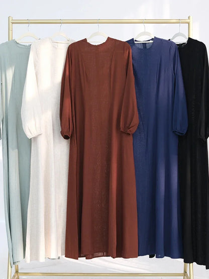 Slim Long Dress – Solid Color Casual Abaya