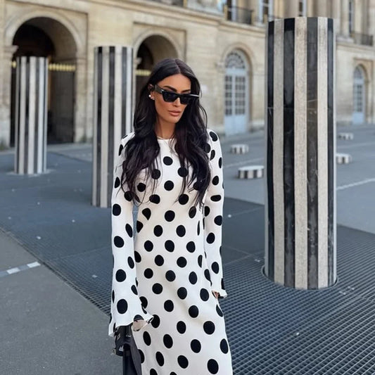 Polka Dot Slim Fit Maxi Dress