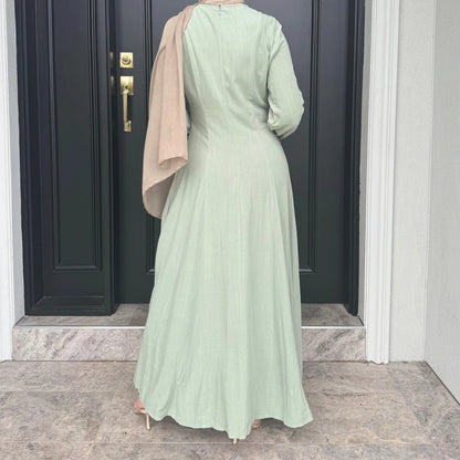Slim Long Dress – Solid Color Casual Abaya