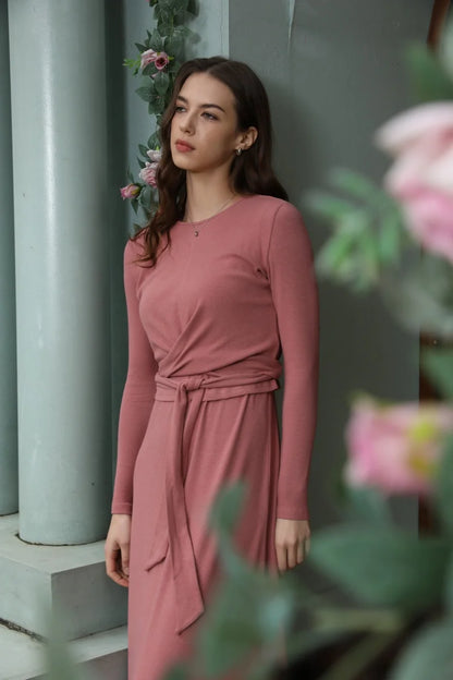 Ribbed Wrap Top & A-Line Maxi Dress Set
