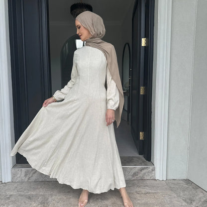 Slim Long Dress – Solid Color Casual Abaya