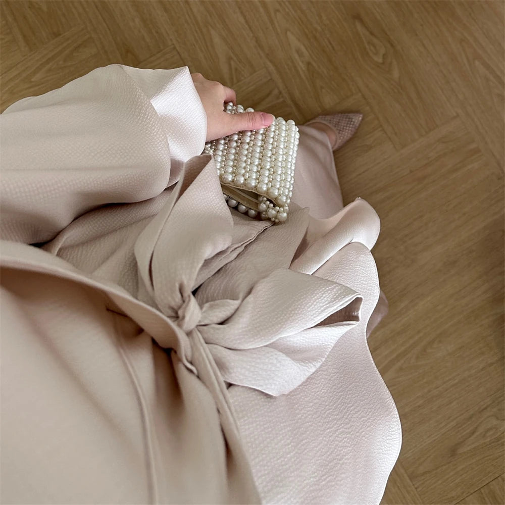Satin Plain 2-Piece Abaya Set – Elegant Modest Clothing Kaftan Robe