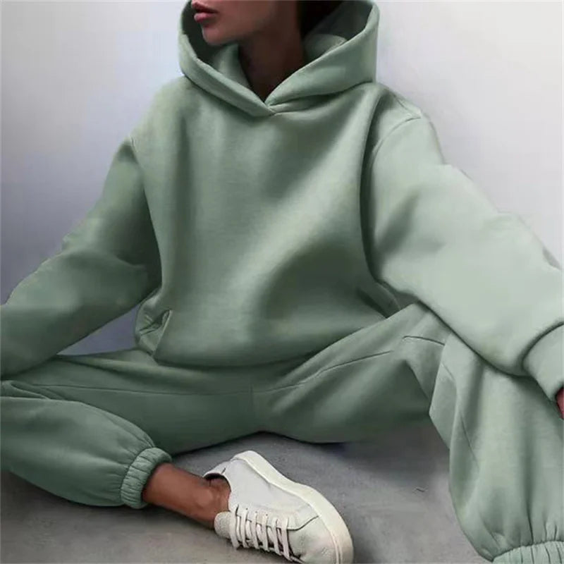 Women’s Tracksuit Suit – Warm Hoodie Sweatshirts &amp; Long Pant Sets