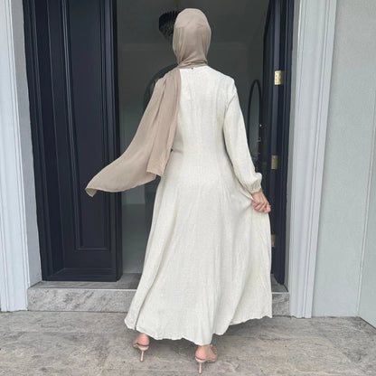 Slim Long Dress – Solid Color Casual Abaya