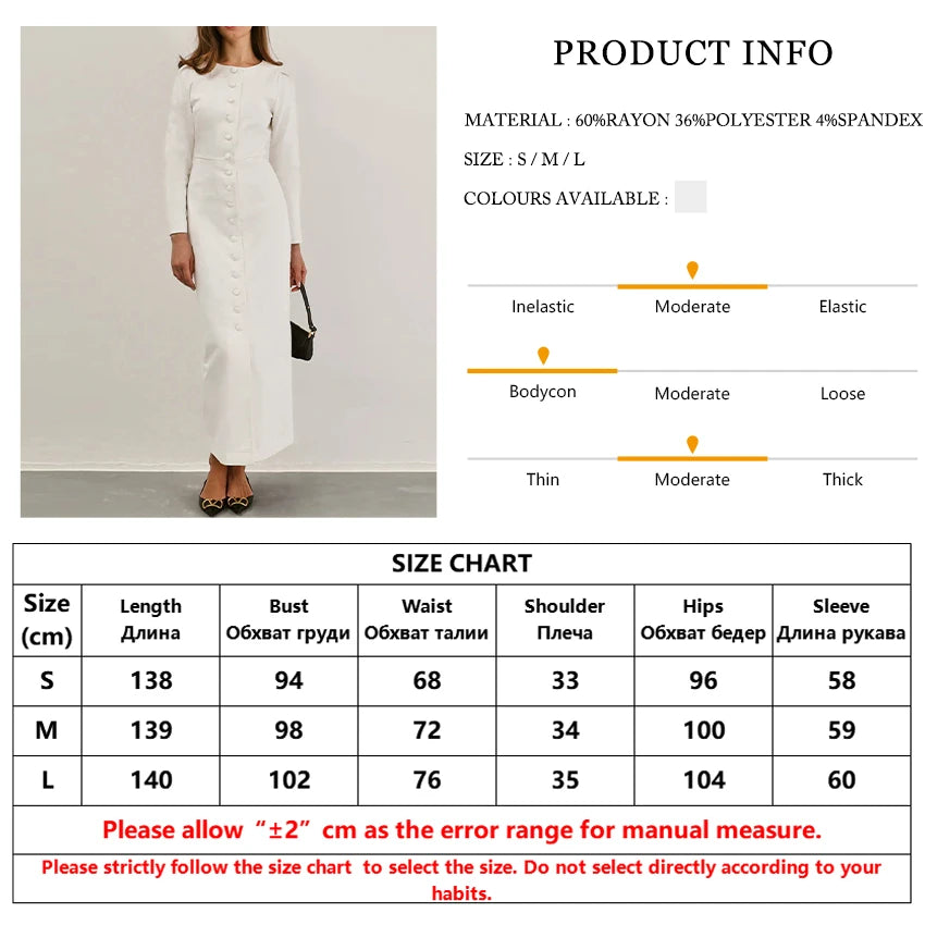 Loose White Bodycon Long Sleeve Ankle-Length Dress