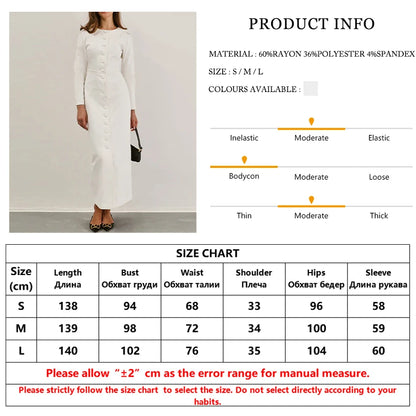Loose White Bodycon Long Sleeve Ankle-Length Dress