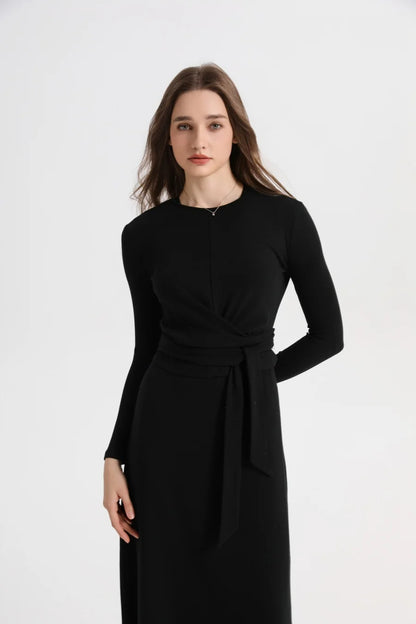 Ribbed Wrap Top & A-Line Maxi Dress Set