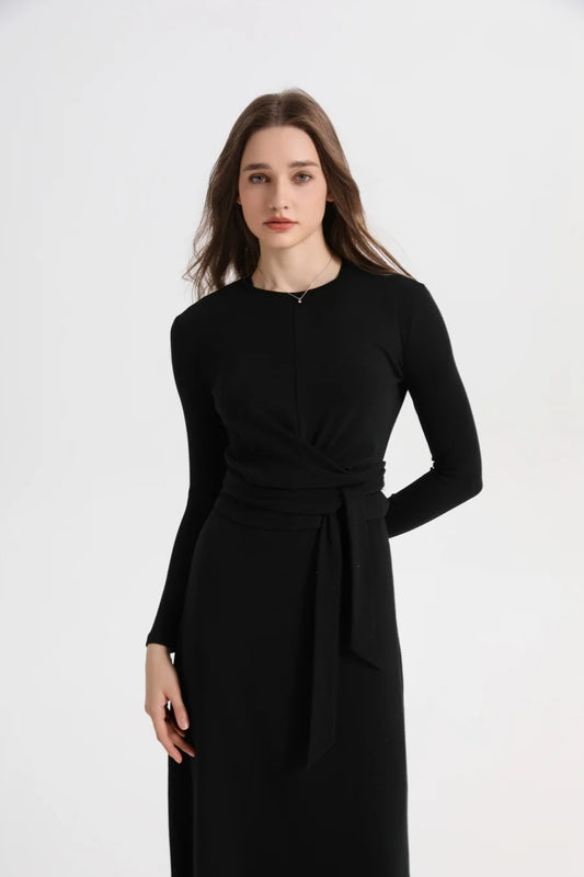 Ribbed Wrap Top & A-Line Maxi Dress Set