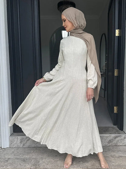 Slim Long Dress – Solid Color Casual Abaya