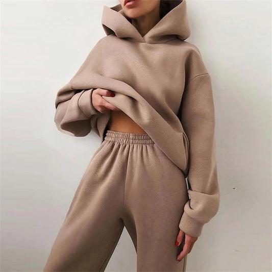 Women’s Tracksuit Suit – Warm Hoodie Sweatshirts &amp; Long Pant Sets