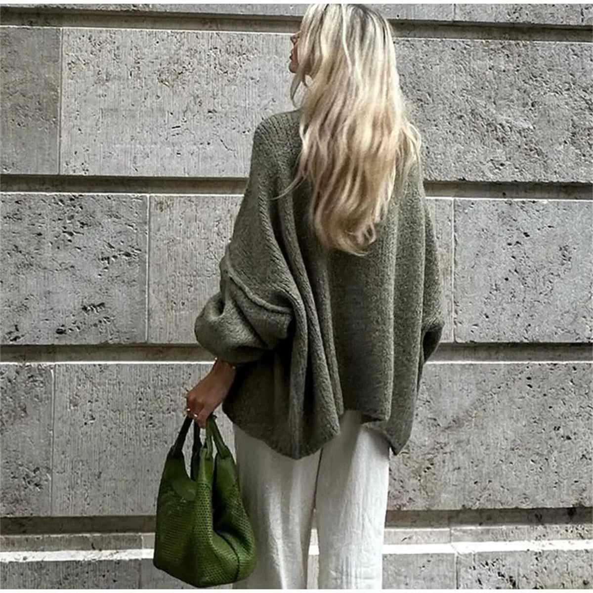 Loose Sweater Metal Button Cardigan – Single Breasted Knit