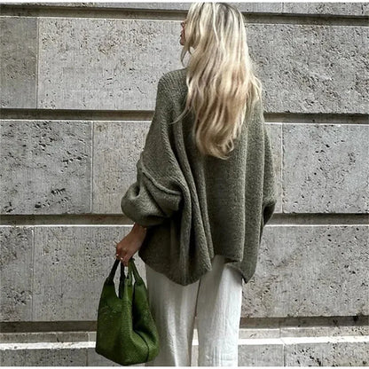 Loose Sweater Metal Button Cardigan – Single Breasted Knit