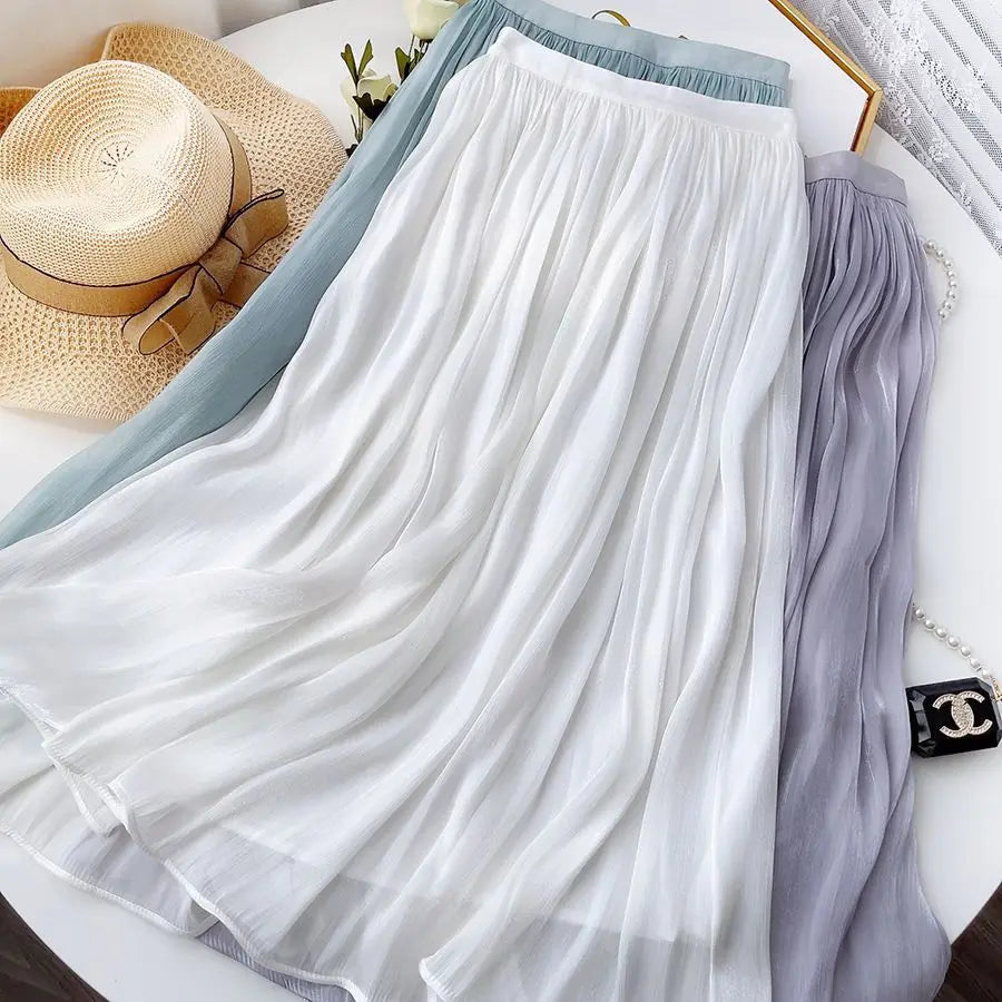 A-Line Skirt with Layered Mesh Ruffles