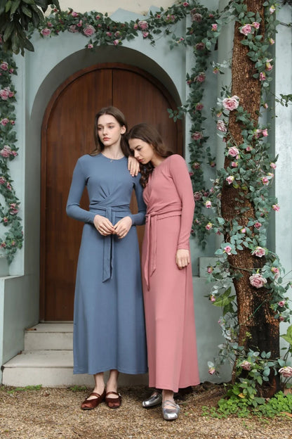 Ribbed Wrap Top & A-Line Maxi Dress Set