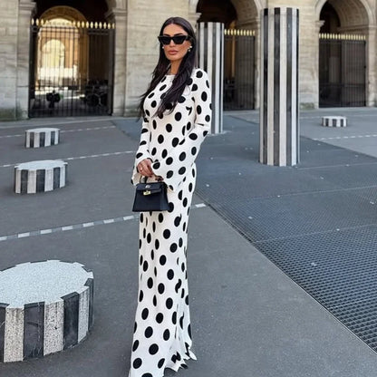 Polka Dot Slim Fit Maxi Dress
