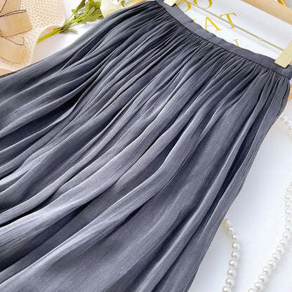 A-Line Skirt with Layered Mesh Ruffles
