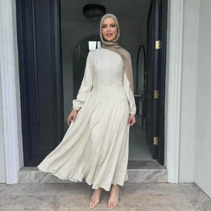 Slim Long Dress – Solid Color Casual Abaya