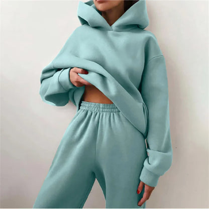 Women’s Tracksuit Suit – Warm Hoodie Sweatshirts &amp; Long Pant Sets